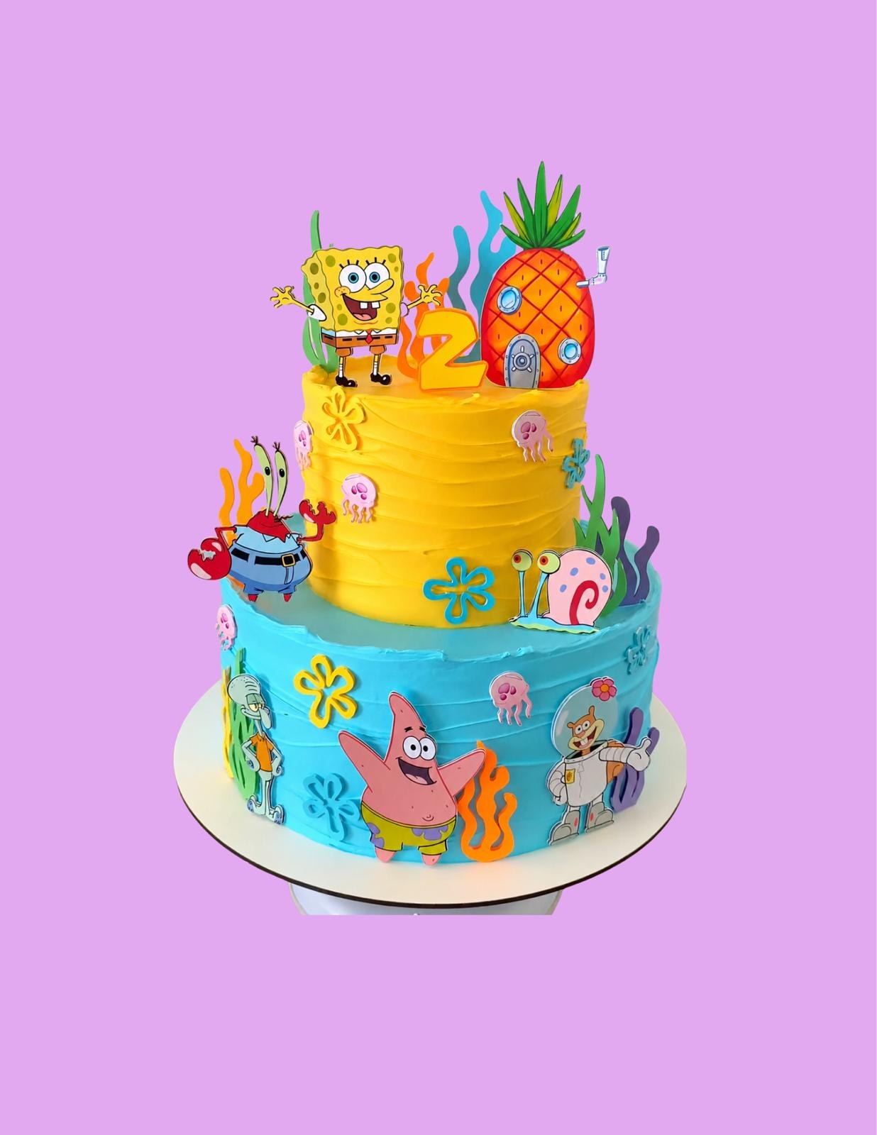 Bizcocho infantil inspirado en Bob Esponja