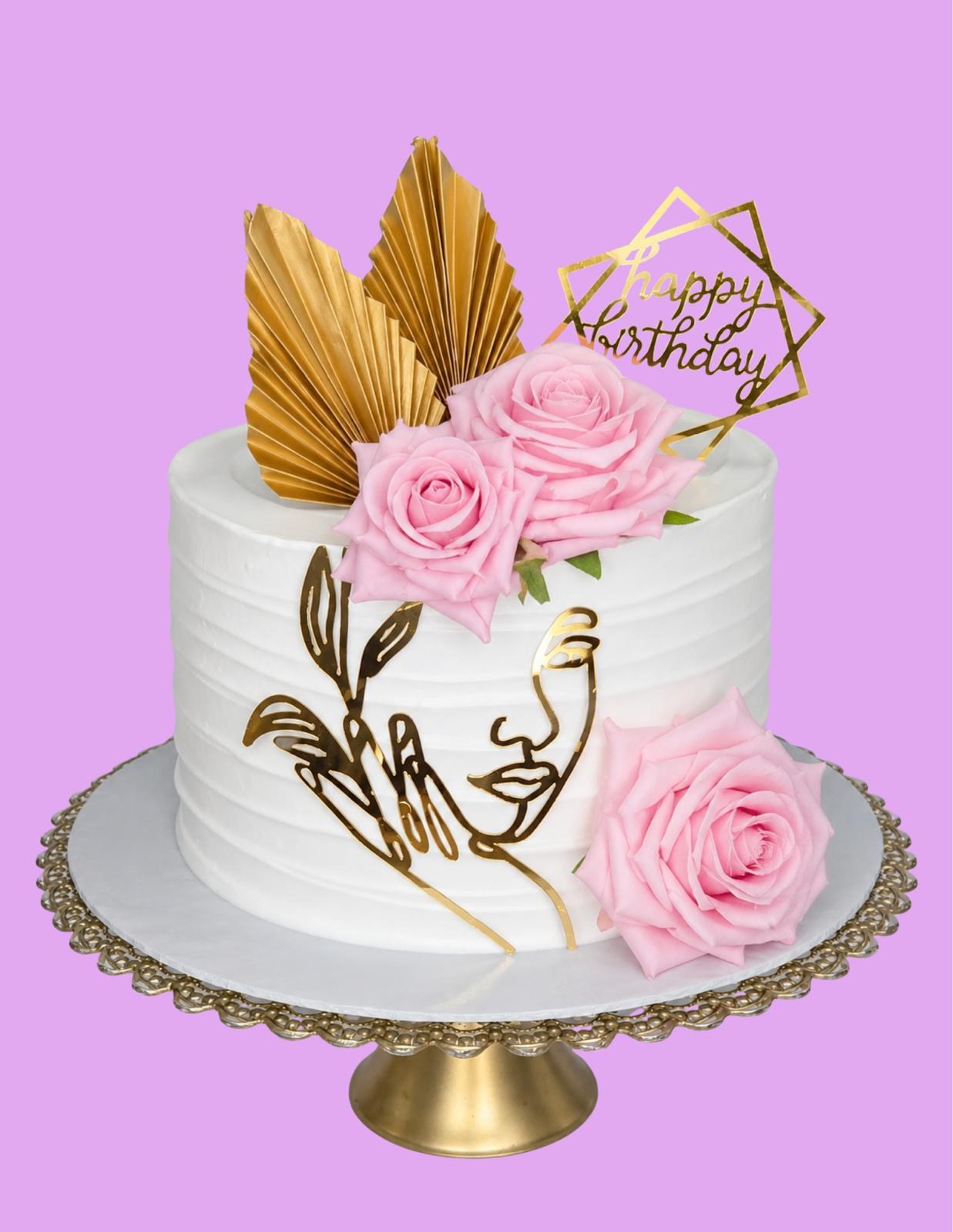 Bizcocho personalizado elegante con flores rosadas